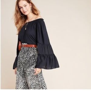 Anthropologie Black Off-Shoulder Blouse